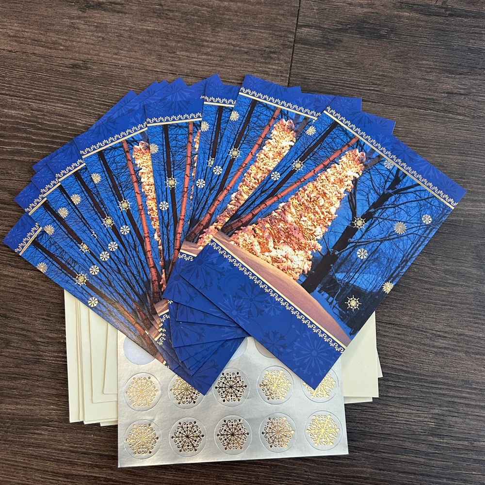 Hallmark Festive Blue and Gold Tree Cards (10)